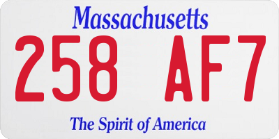 MA license plate 258AF7