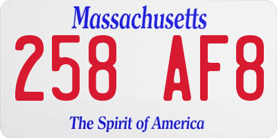 MA license plate 258AF8