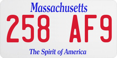 MA license plate 258AF9