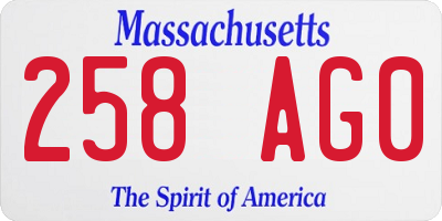 MA license plate 258AG0