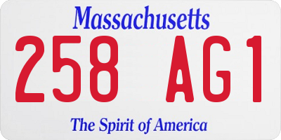 MA license plate 258AG1