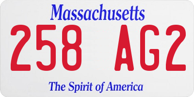 MA license plate 258AG2
