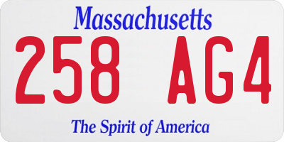 MA license plate 258AG4