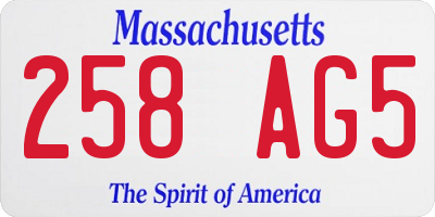 MA license plate 258AG5
