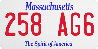 MA license plate 258AG6
