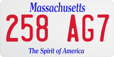 MA license plate 258AG7
