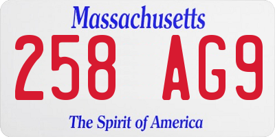 MA license plate 258AG9