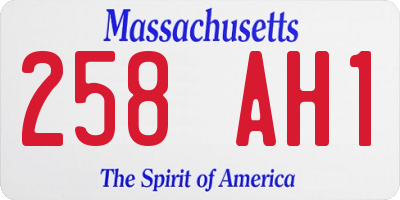 MA license plate 258AH1