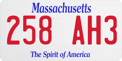 MA license plate 258AH3