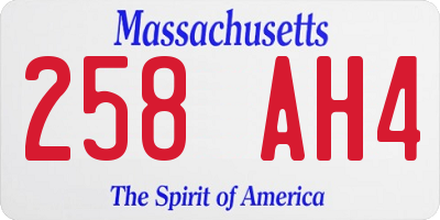 MA license plate 258AH4