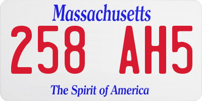 MA license plate 258AH5