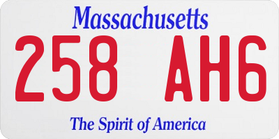 MA license plate 258AH6