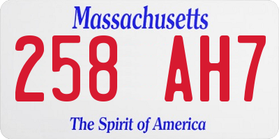 MA license plate 258AH7