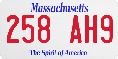 MA license plate 258AH9