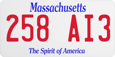 MA license plate 258AI3