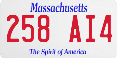MA license plate 258AI4