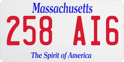 MA license plate 258AI6