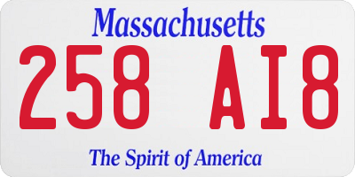 MA license plate 258AI8