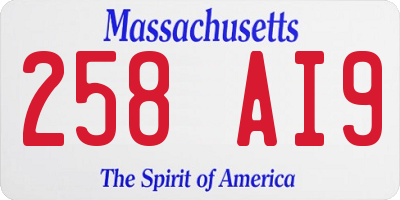 MA license plate 258AI9