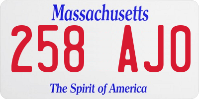 MA license plate 258AJ0