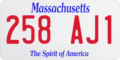 MA license plate 258AJ1