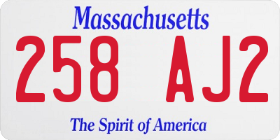 MA license plate 258AJ2