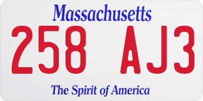 MA license plate 258AJ3
