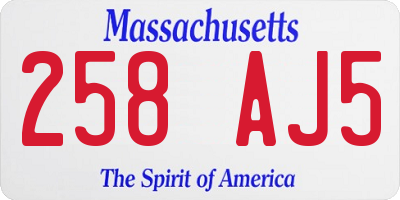 MA license plate 258AJ5