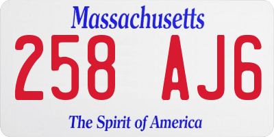 MA license plate 258AJ6