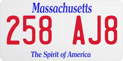 MA license plate 258AJ8