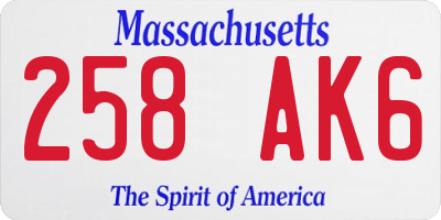 MA license plate 258AK6