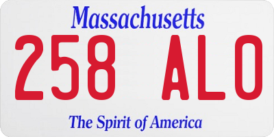 MA license plate 258AL0