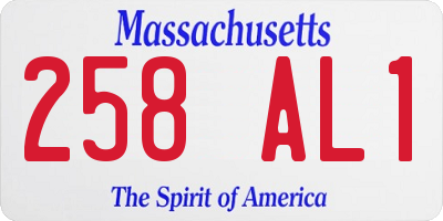 MA license plate 258AL1
