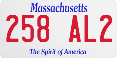 MA license plate 258AL2