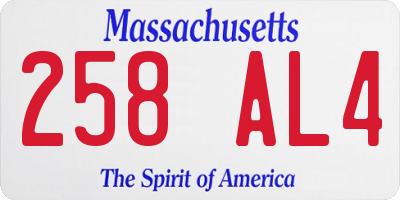 MA license plate 258AL4