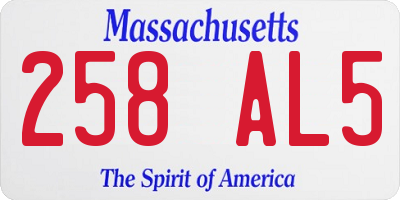 MA license plate 258AL5