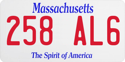 MA license plate 258AL6
