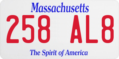 MA license plate 258AL8