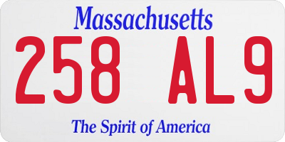 MA license plate 258AL9