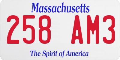 MA license plate 258AM3