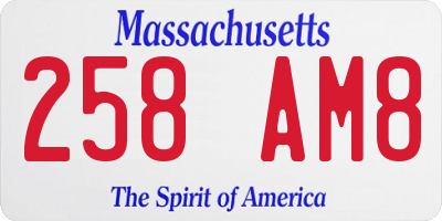 MA license plate 258AM8