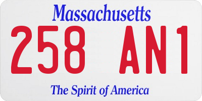 MA license plate 258AN1
