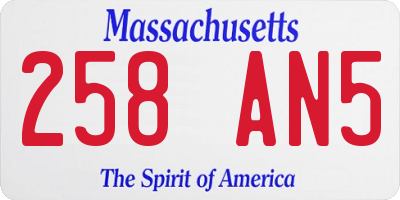 MA license plate 258AN5