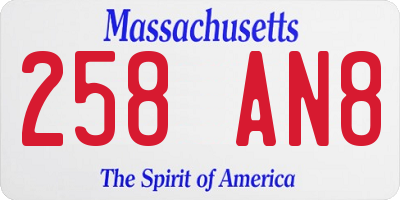 MA license plate 258AN8