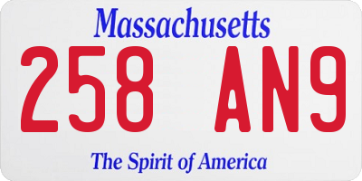 MA license plate 258AN9