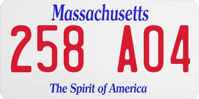 MA license plate 258AO4