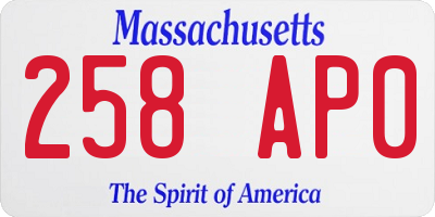 MA license plate 258AP0