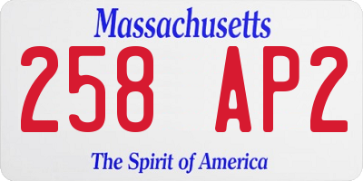 MA license plate 258AP2