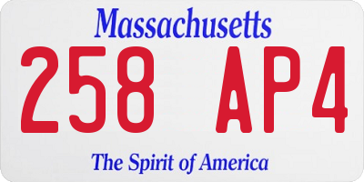 MA license plate 258AP4