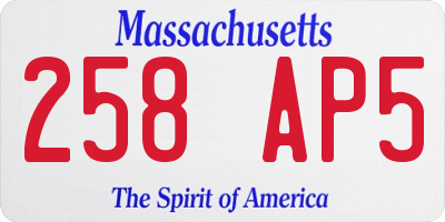 MA license plate 258AP5